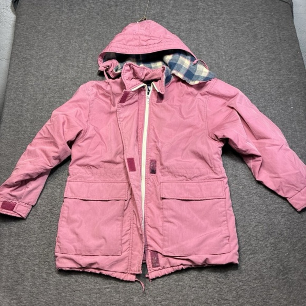 Vintage Woolrich Jacket Women's Large Pink Wool Lined Coat Chore Wind Rain